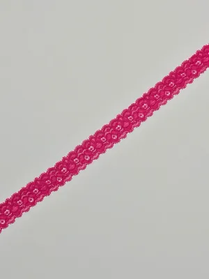 Fuchsia 1.25" Wide Stretch Lace