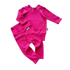 Fuchsia Ribbed Lounge Set