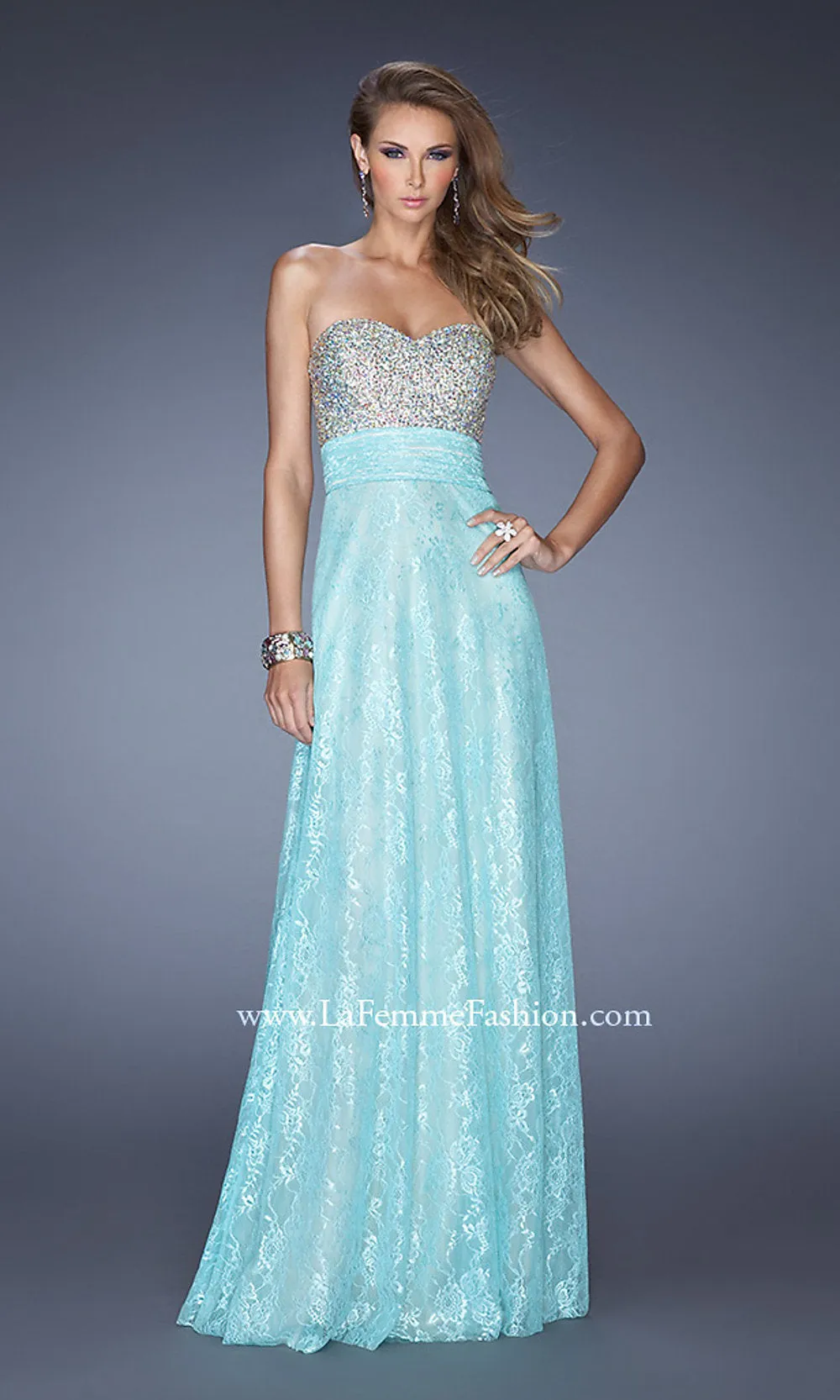 Full Length Sweetheart Open Back Lace Gown
