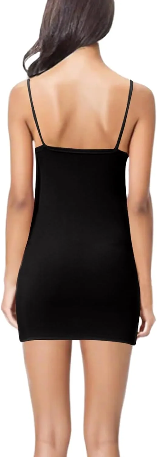 Full Slip for Women Under Dress Scoop Neck Mini Dresses Summer Spaghetti Strap Cami Dress Short Sundress Nightgown