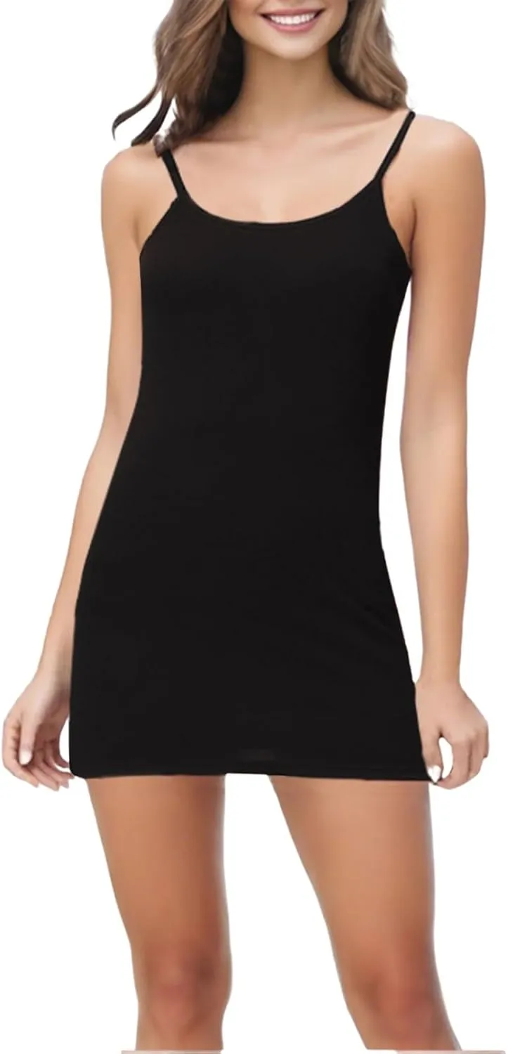 Full Slip for Women Under Dress Scoop Neck Mini Dresses Summer Spaghetti Strap Cami Dress Short Sundress Nightgown