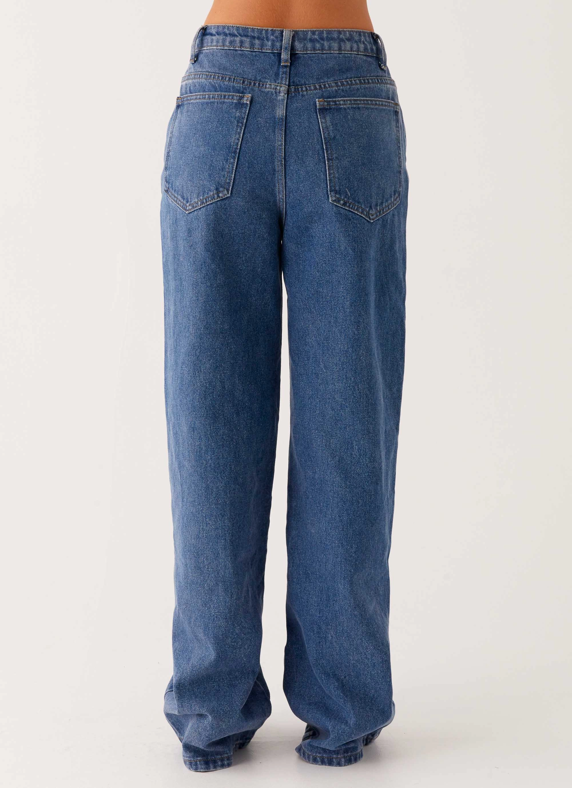 Flexible Movement All Day Wear Comfort Back Again Straight Leg Denim Jeans - True Blue