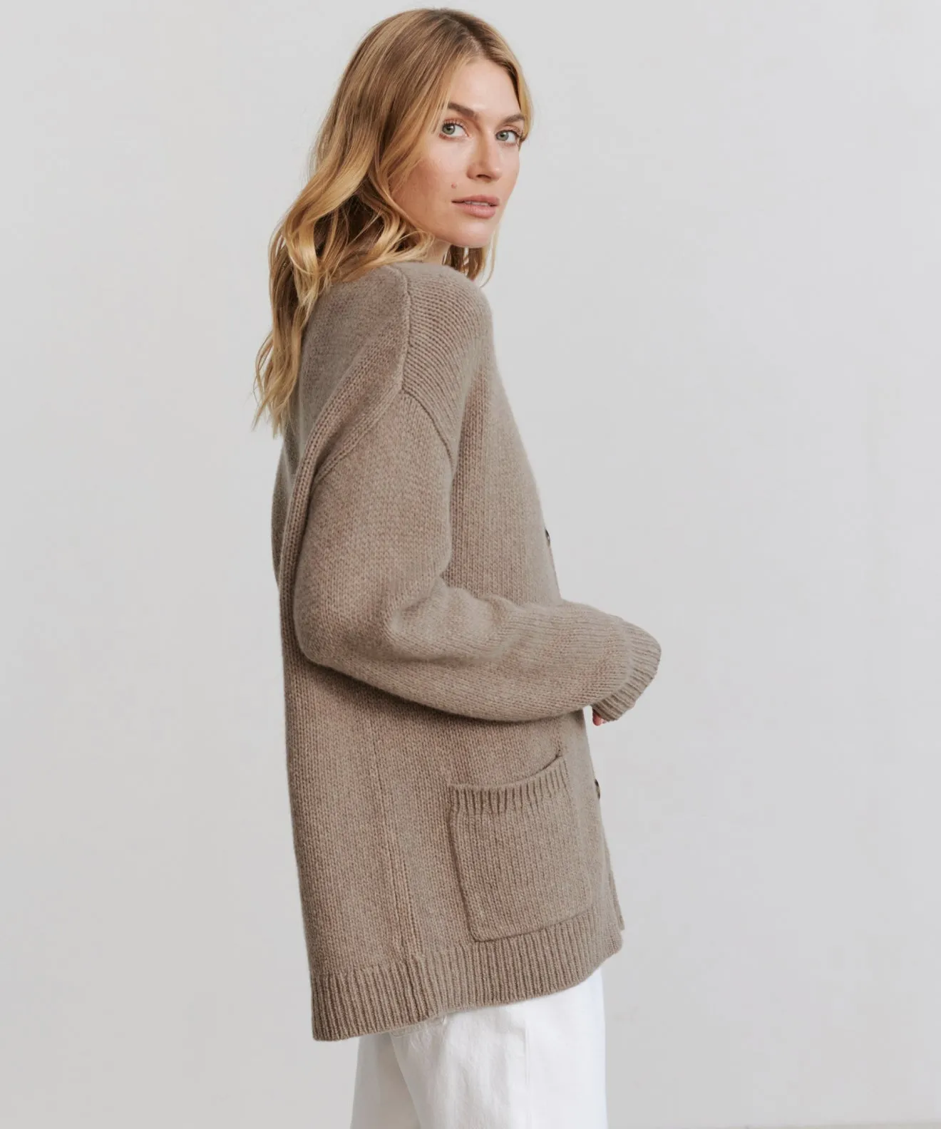 Cashmere Spencer Cardigan Tagless Neckline Design