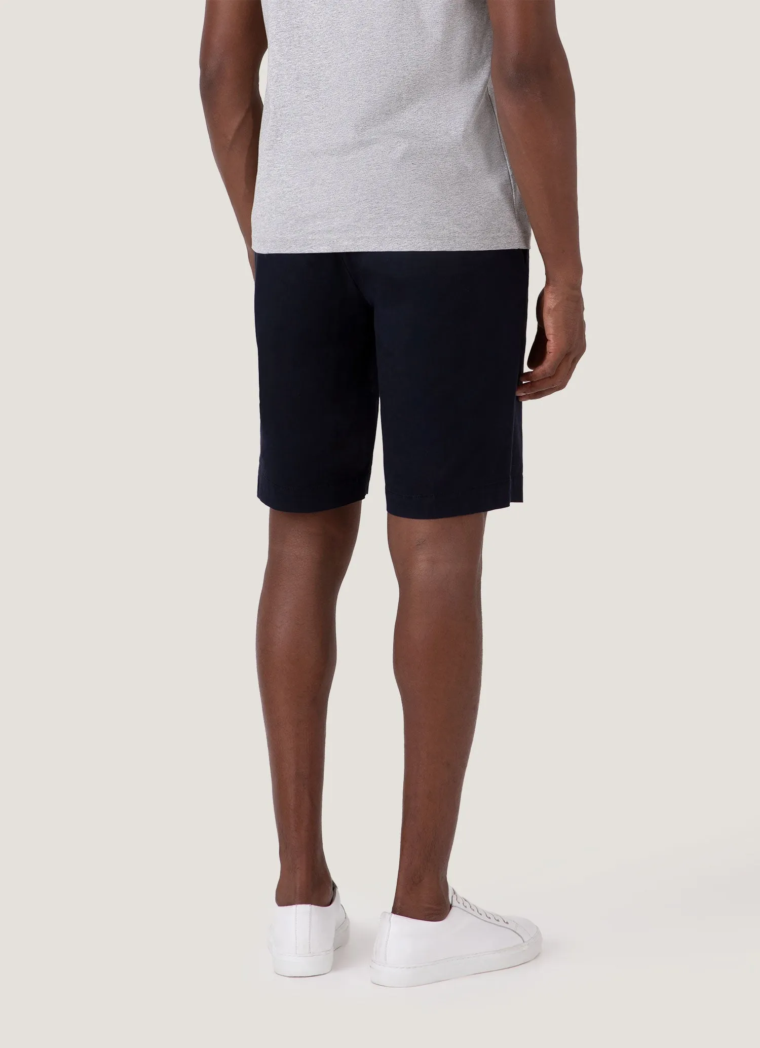 No Slip Gripper Men's Stretch Cotton Twill Chino Shorts in Navy