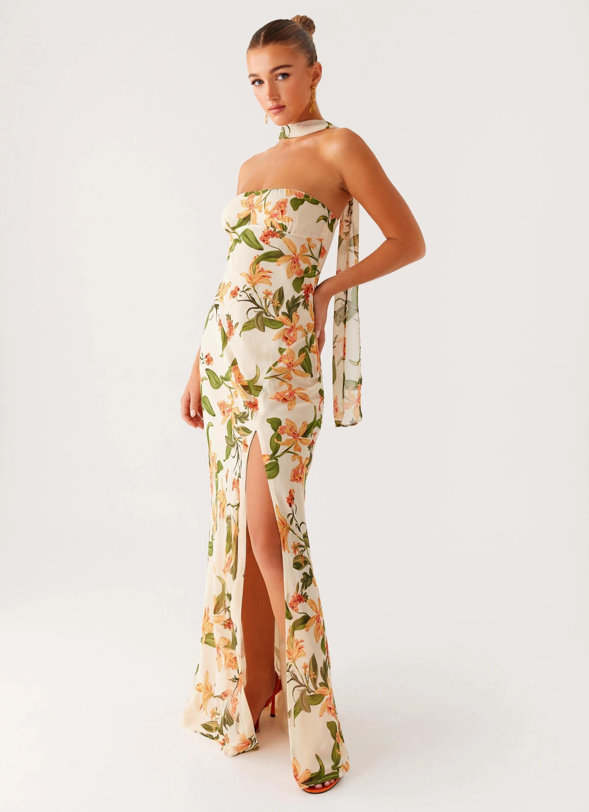 Gathered-Detail Gali Strapless Maxi Dress - Floral Print