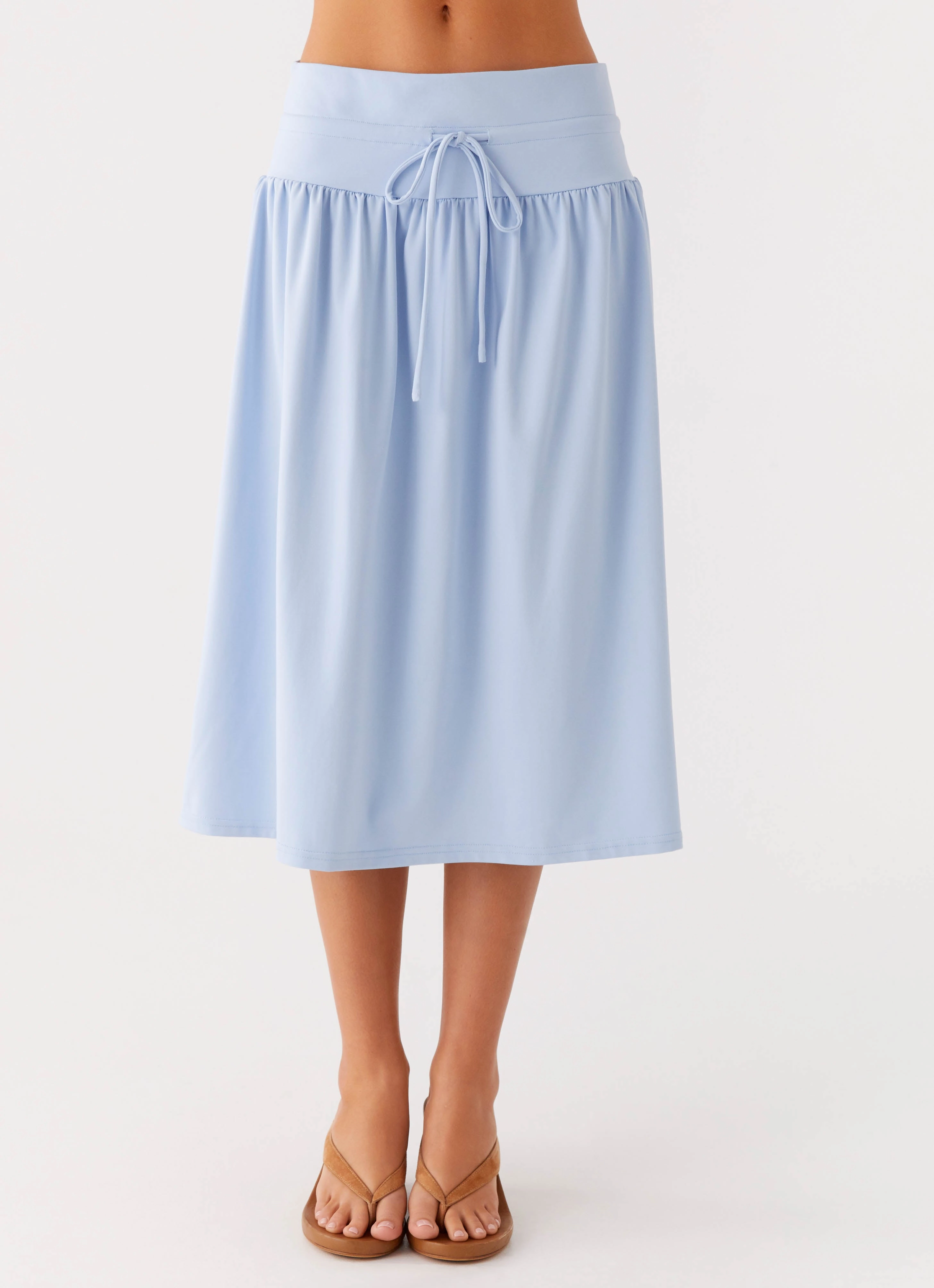 Silver Tides Midi Skirt - Blue Easy Fit Design TaglessDesign