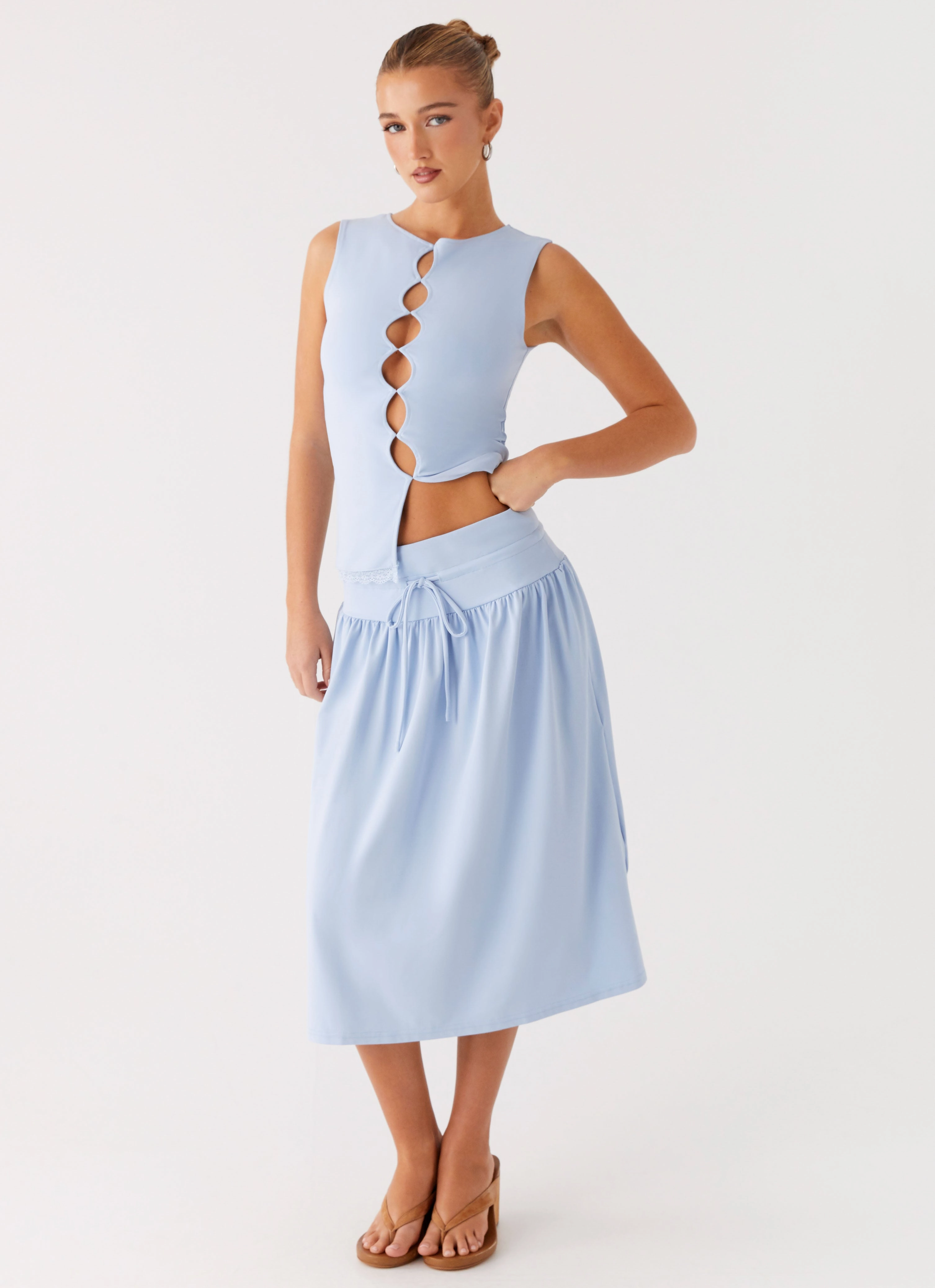 UltraSoftLining Silver Tides Midi Skirt - Blue