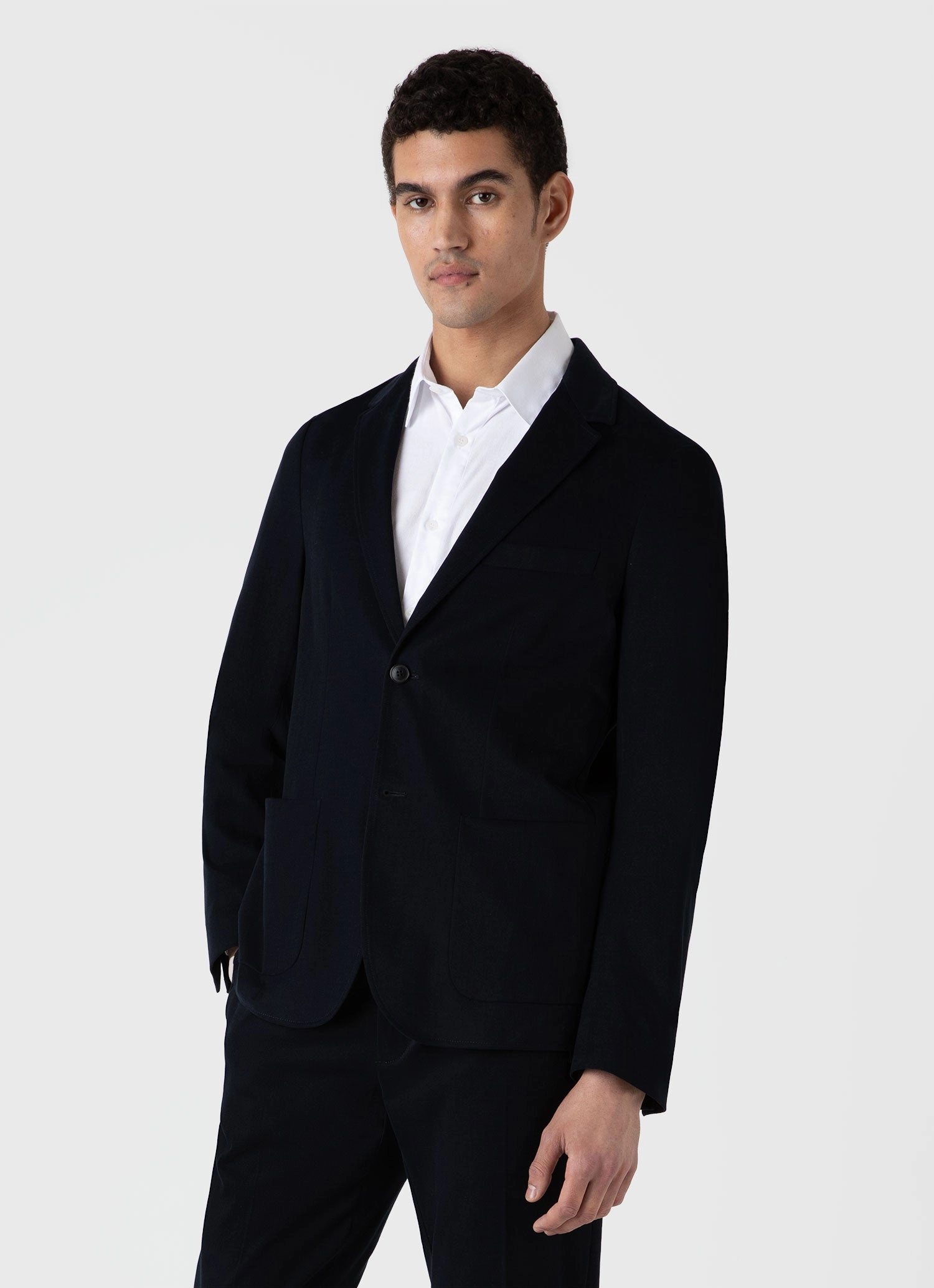 Daily Chill Men's Brushed Cotton Wool Blazer in Navy