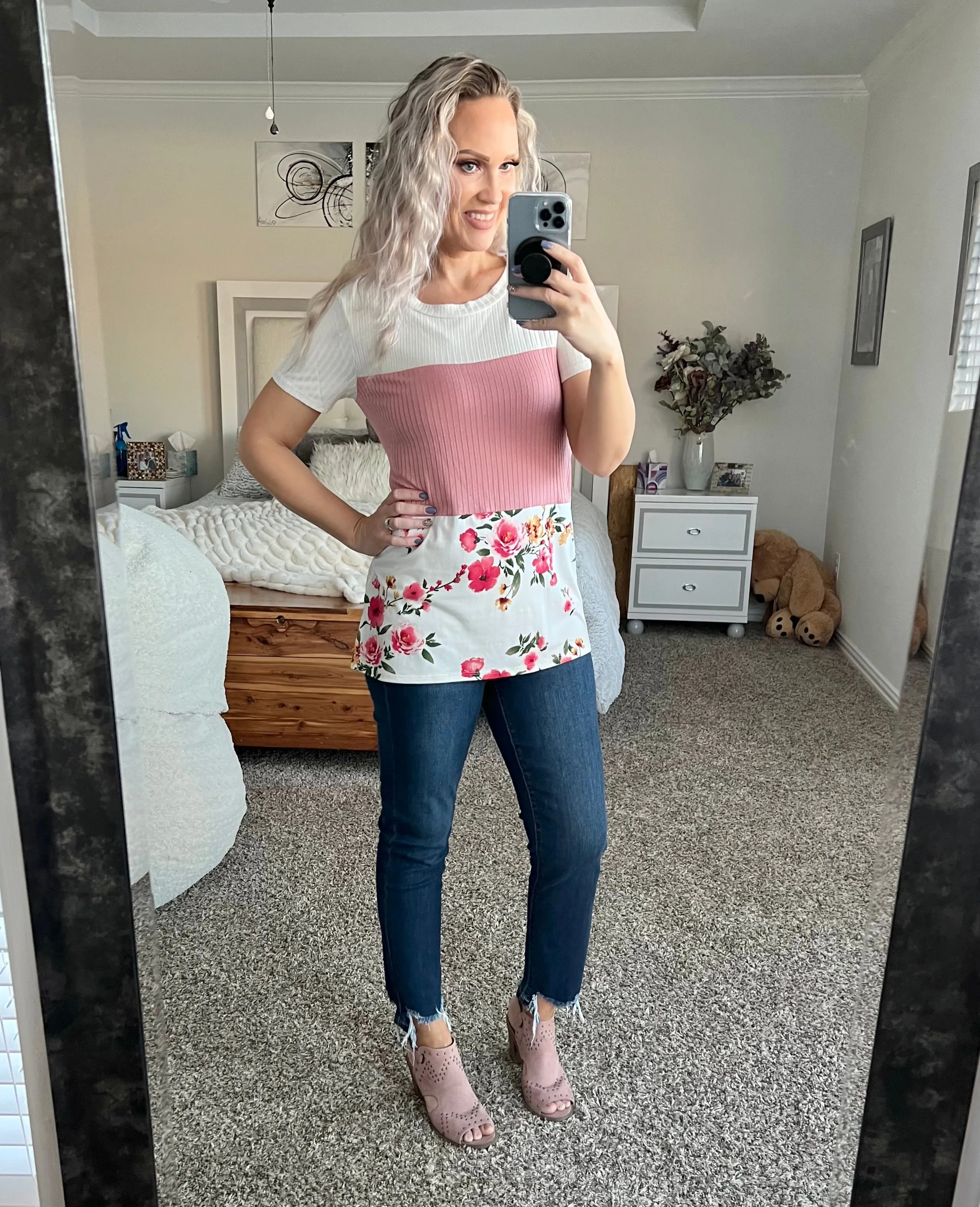 Gabriella Floral Color Block Tee