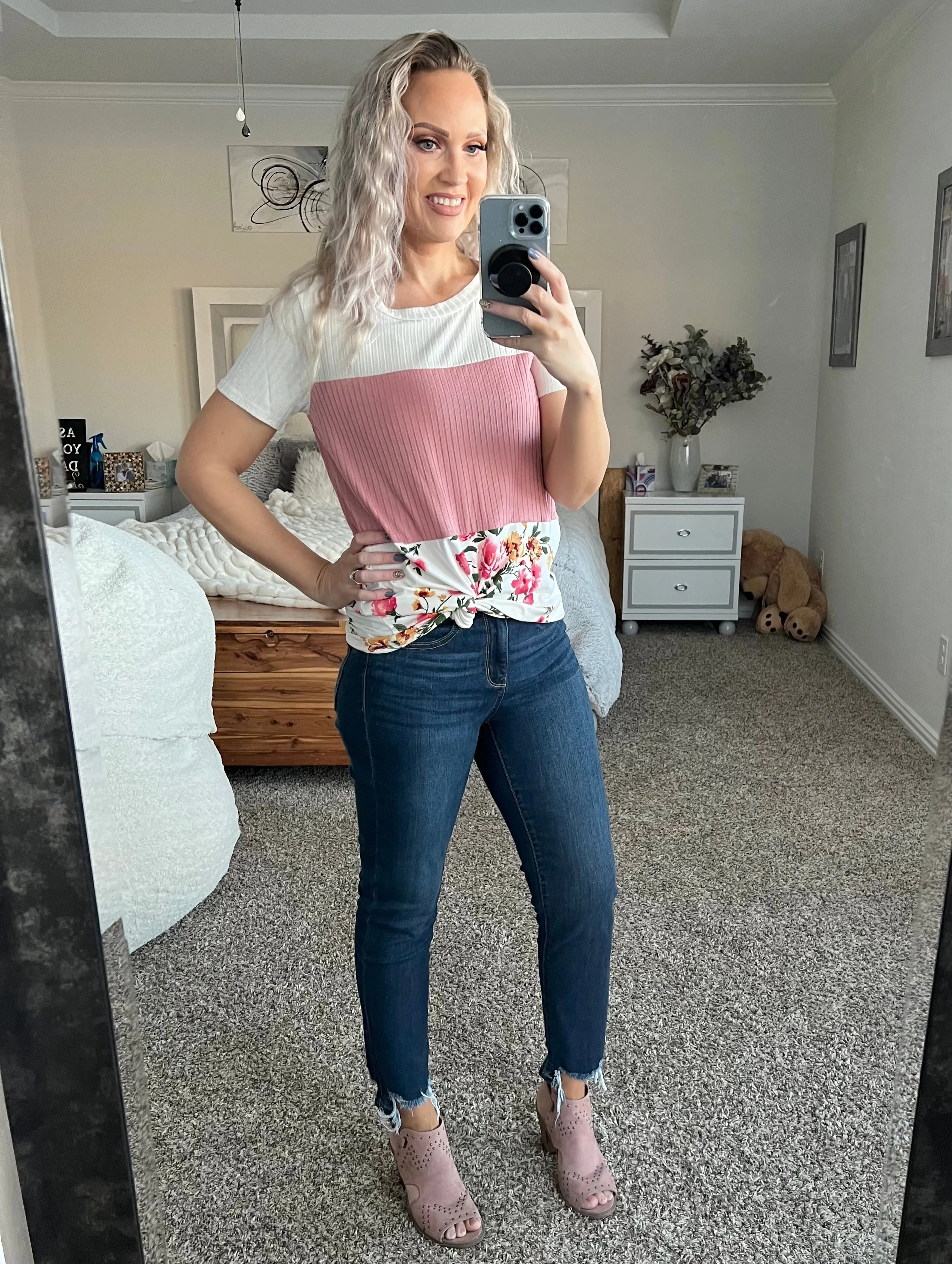 Gabriella Floral Color Block Tee