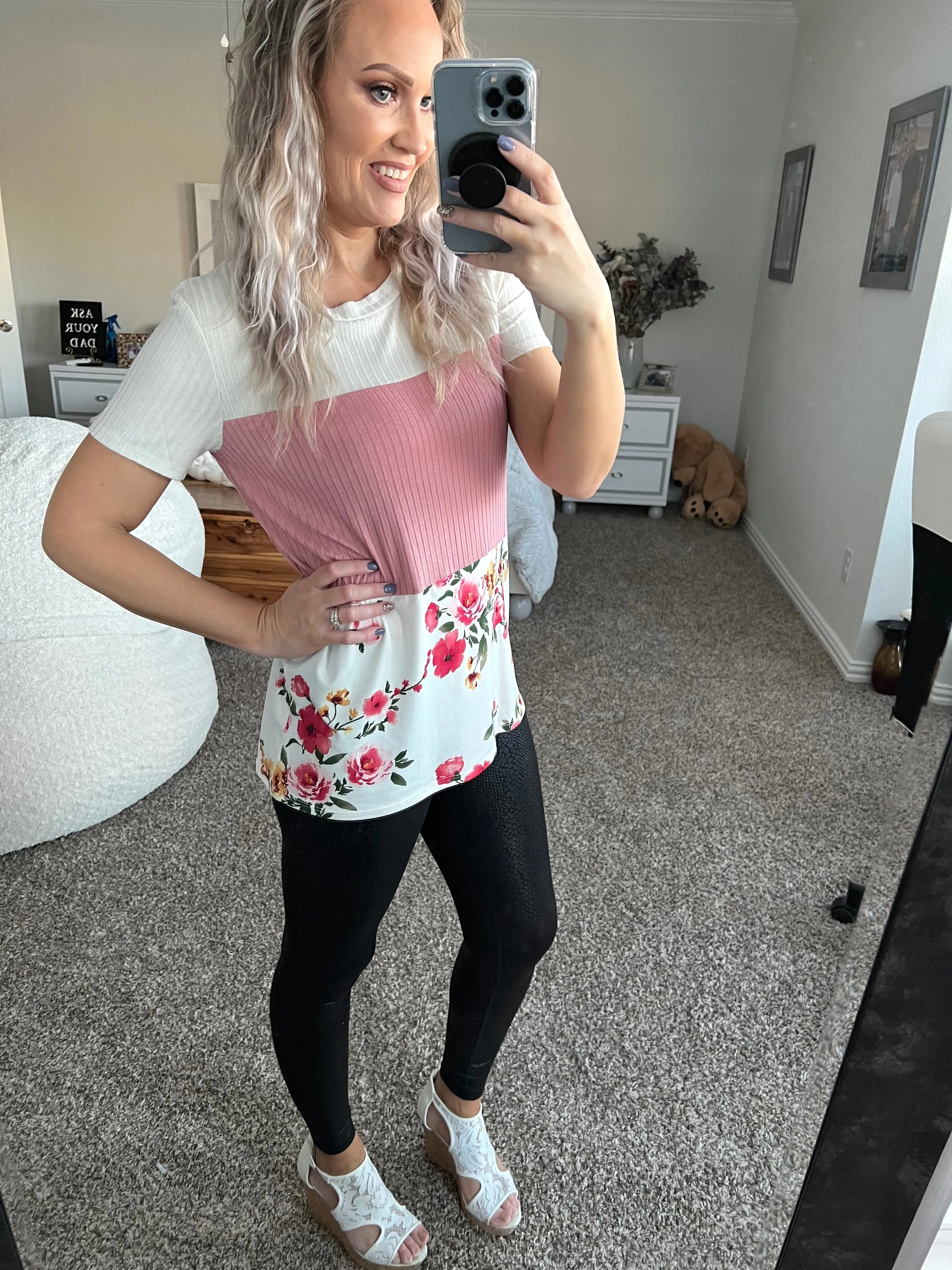 Gabriella Floral Color Block Tee