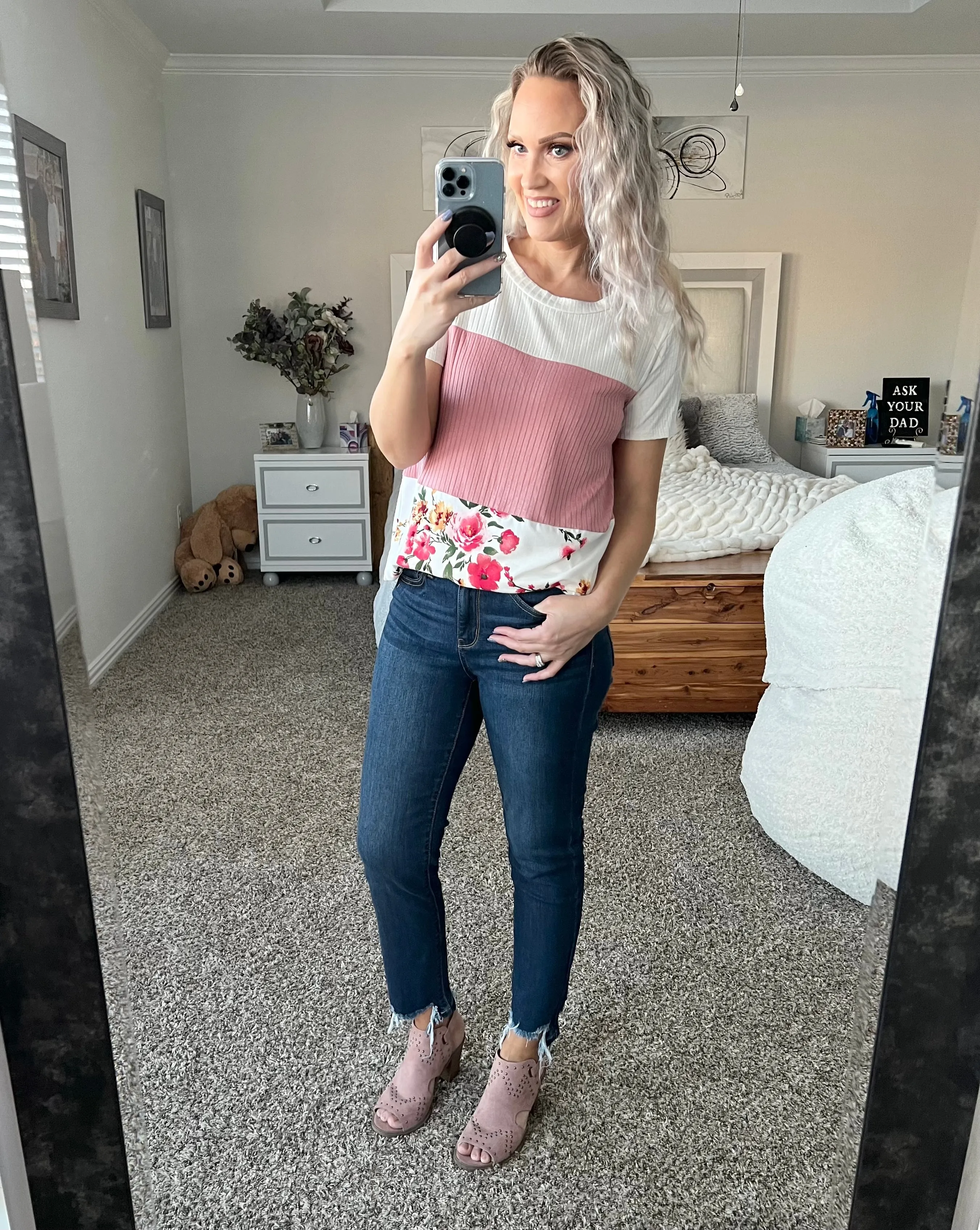 Gabriella Floral Color Block Tee