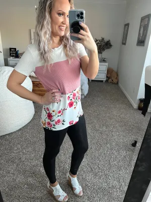 Gabriella Floral Color Block Tee