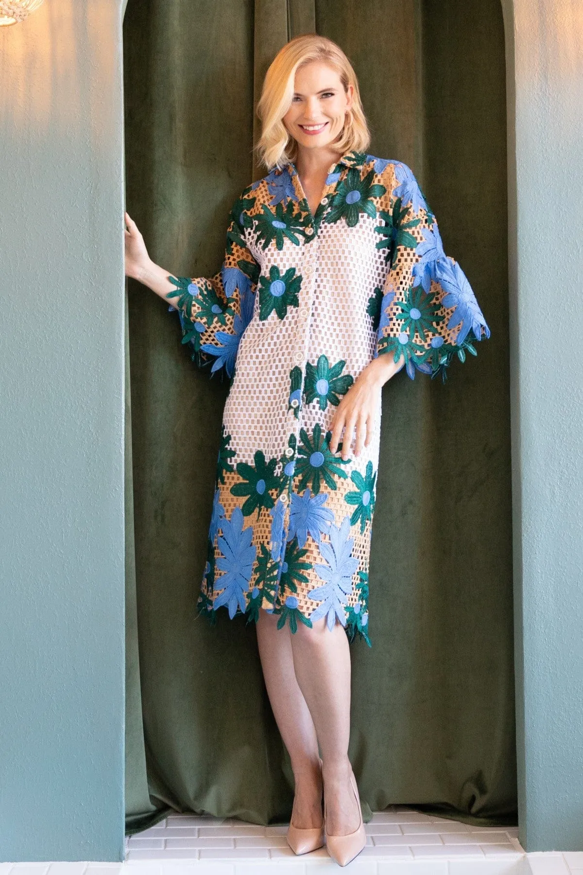 Classic A-line design Sheer Panel Gaia Dress - Petal Republic