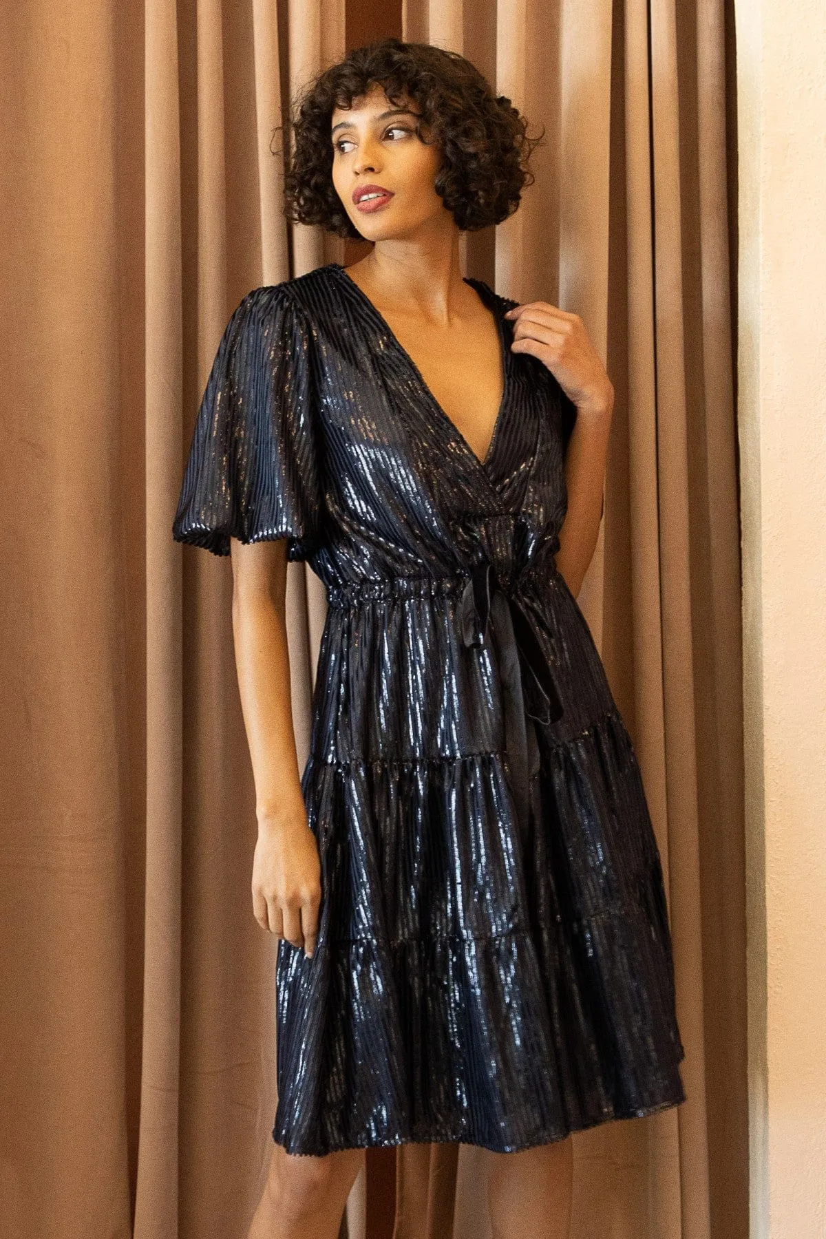 Gala Dress - Navy Vibrant Hue Trendy Cut