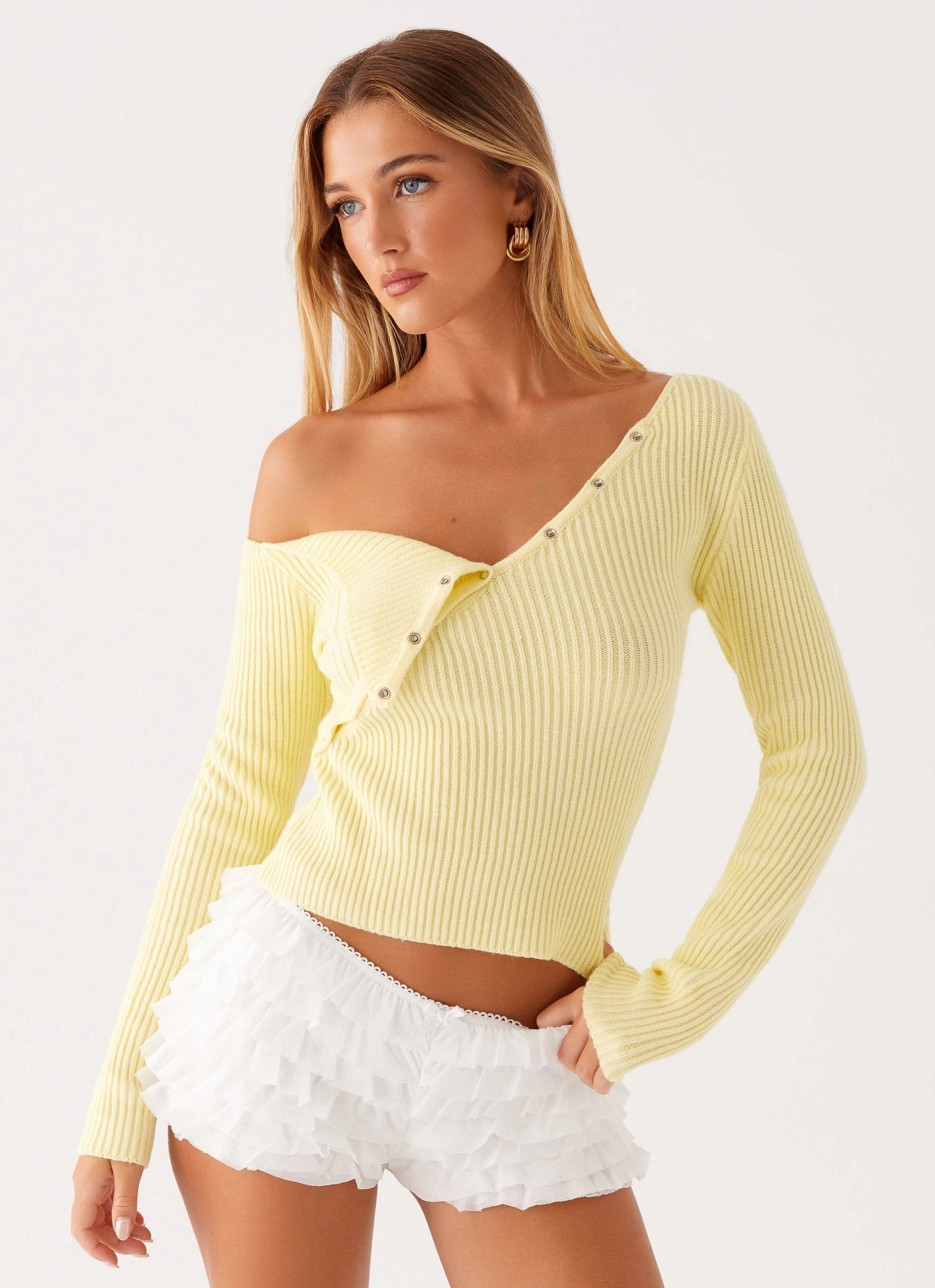 Waverly Knit Top - Pastel Yellow GarmentWashed Softness Double Stitched Hems