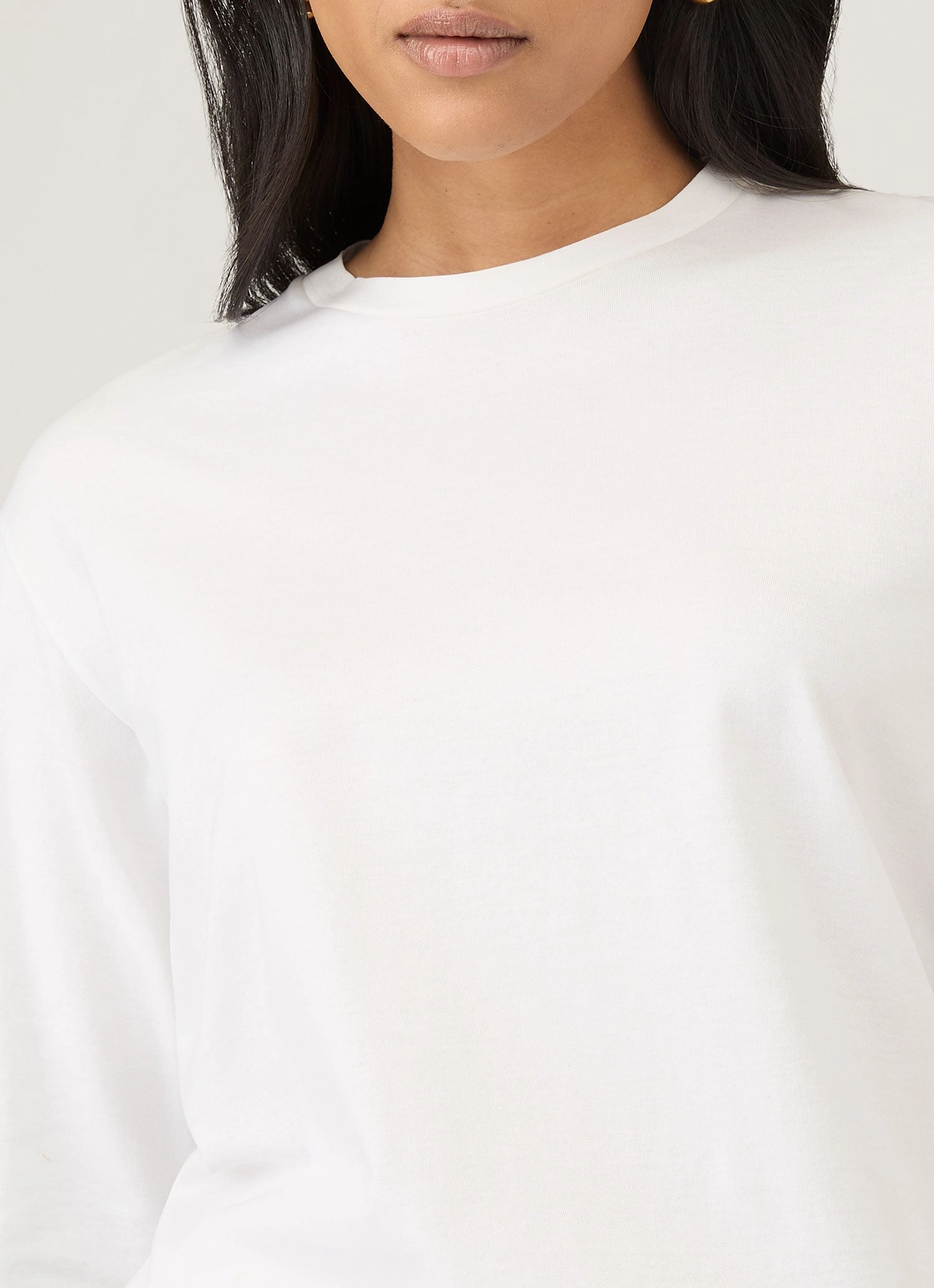 Low Environmental Impact Layered Style Women's Long Sleeve Boy Fit T Shirt in White