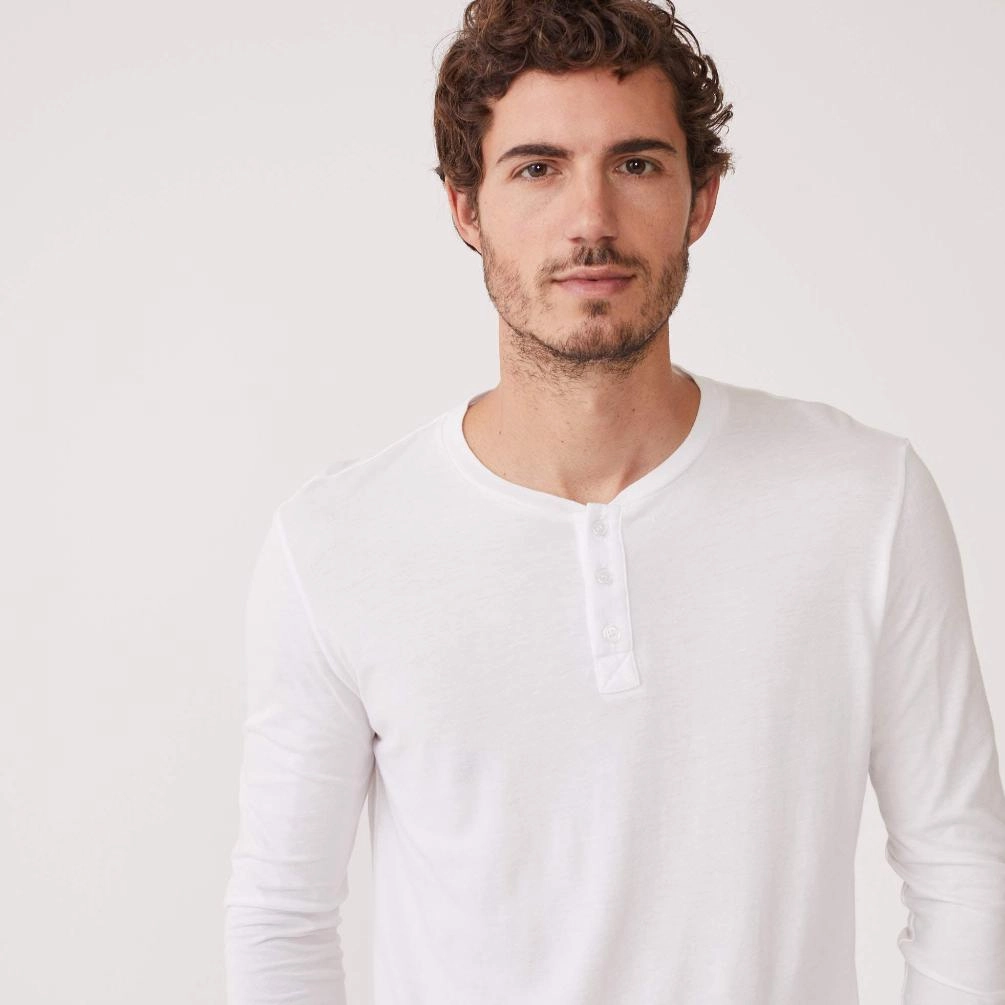 Long Sleeve Henley AirflowVents Airflow Weave Pattern