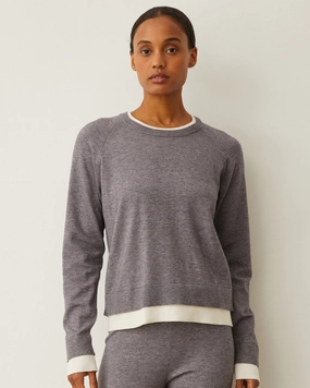 GarmentDyed Finish Soft Knit Crew Neck Contrast Sweater Airflow Ventilation Soft Knit Crew Neck Contrast Sweater