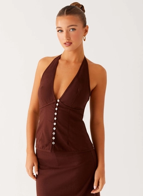 Gathered Hem Esther Top - Chocolate Clean Mood Esther Top - Chocolate