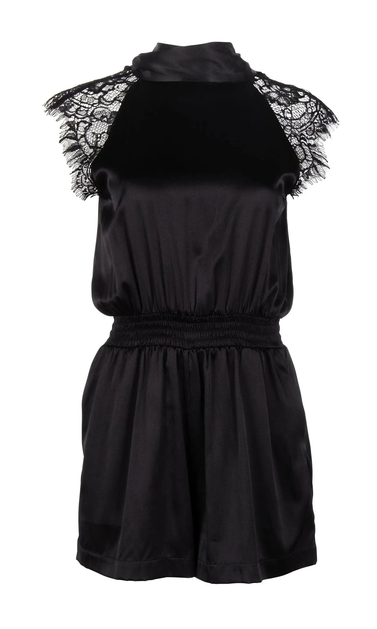 Generation Love Dalby Silk Halter Romper- Black