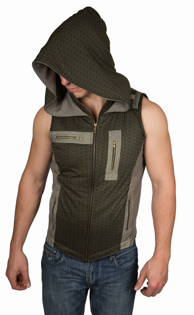 Double Layered Fabric Bonded Edge Finish Geo Alien Vest