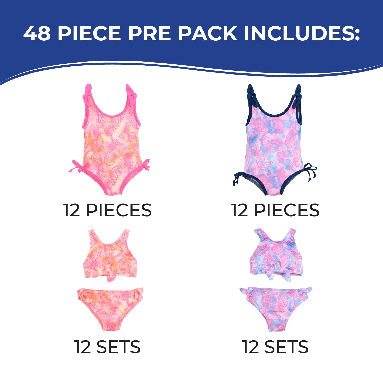 GI-PPN - Wholesale Infant Girl's Pineapple Themed One-Piece and Two-Piece Swimsuits