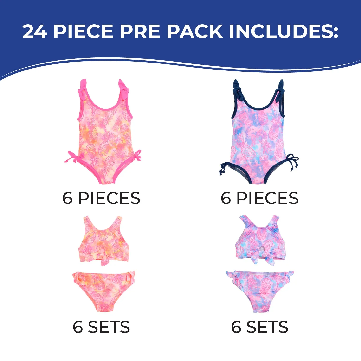 GI-PPN - Wholesale Infant Girl's Pineapple Themed One-Piece and Two-Piece Swimsuits