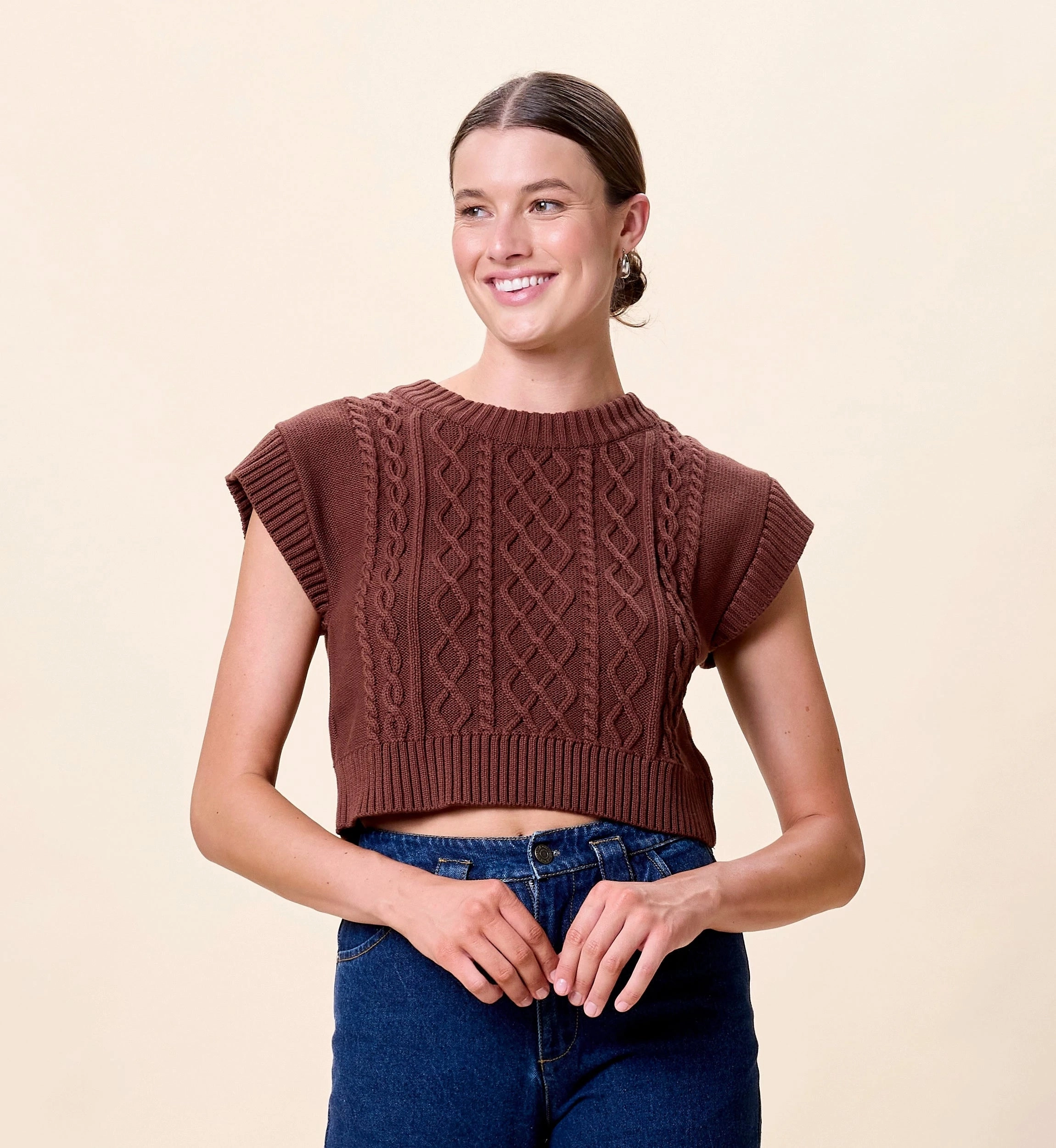 Gigi Sweater | Cocoa Hidden Zipper Pocket