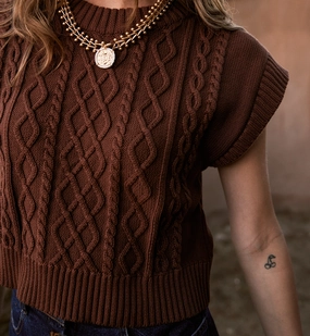 Gigi Sweater | Cocoa Smooth surface texture Stretch Fit Top Gigi Sweater | Cocoa