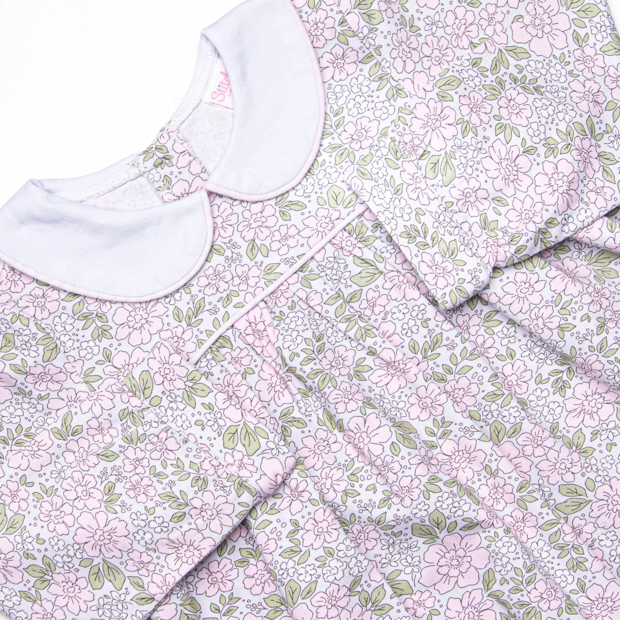 Gingham Gardenias Legging Set, Pink