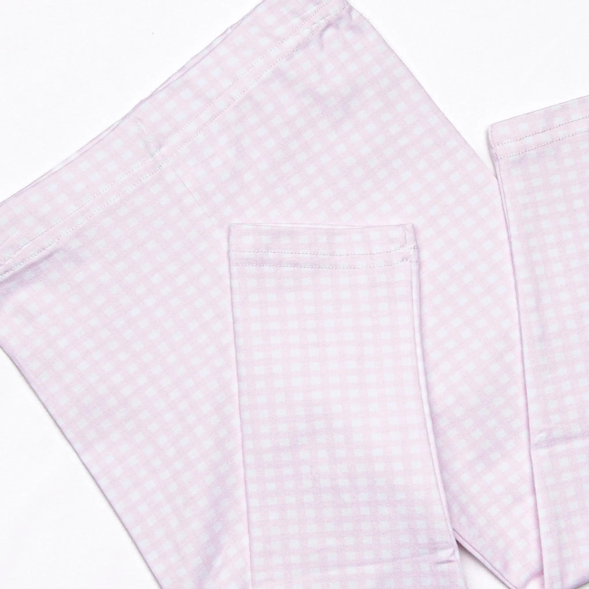 Gingham Gardenias Legging Set, Pink
