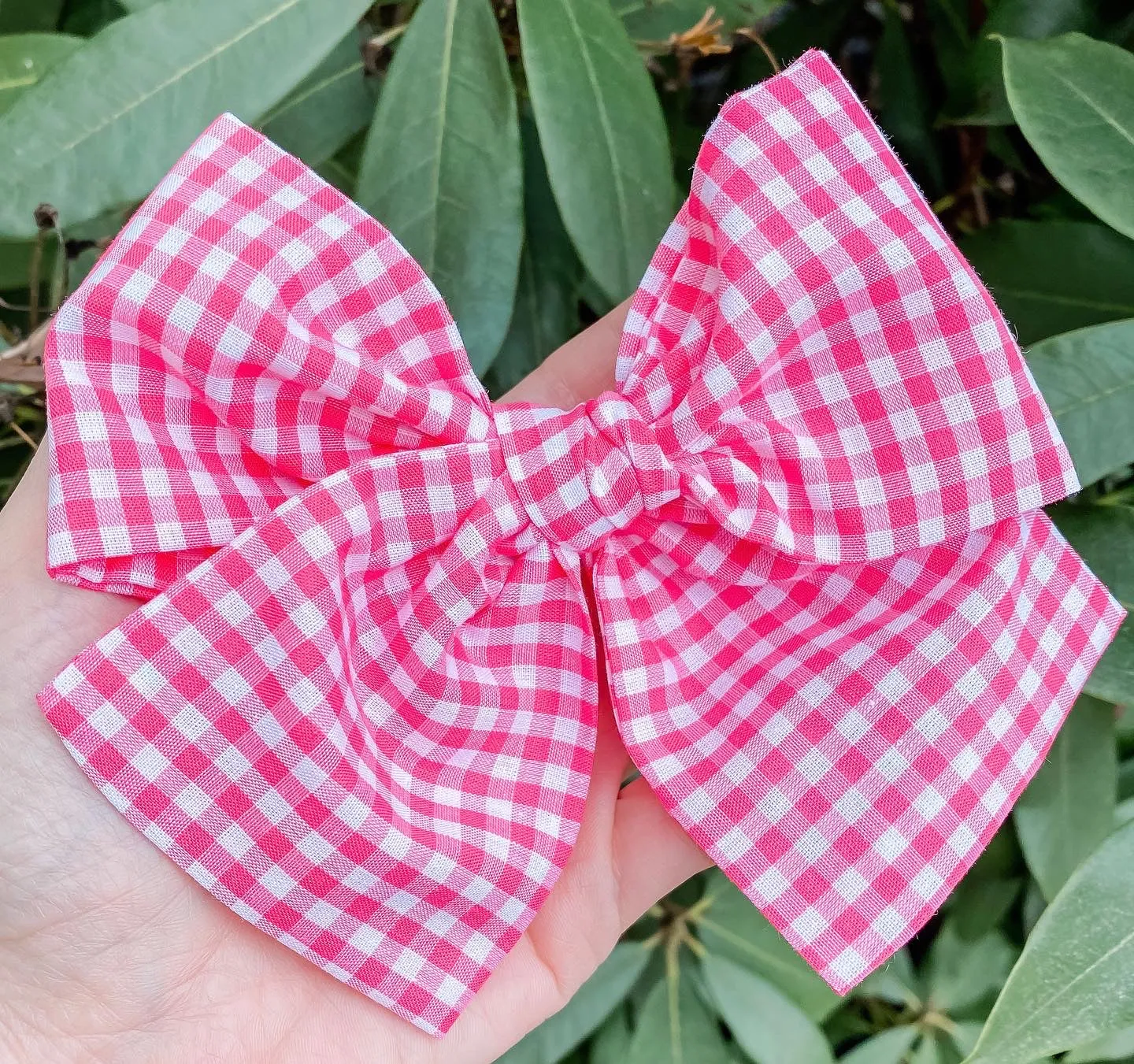 Gingham Hand Tied Fabric Bow Headband | Hair Clip