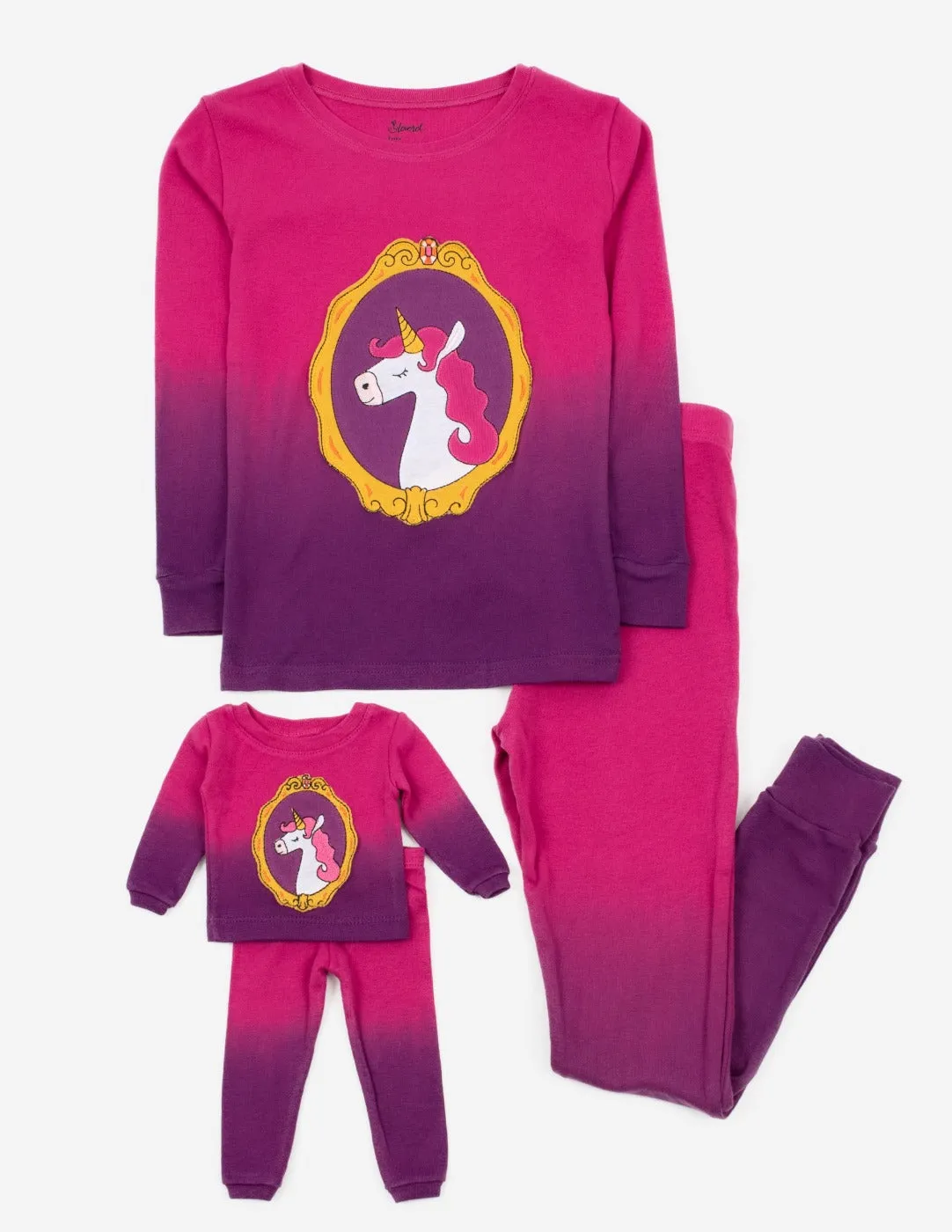 Girl and Doll Matching Tie Dye Unicorn Pajamas