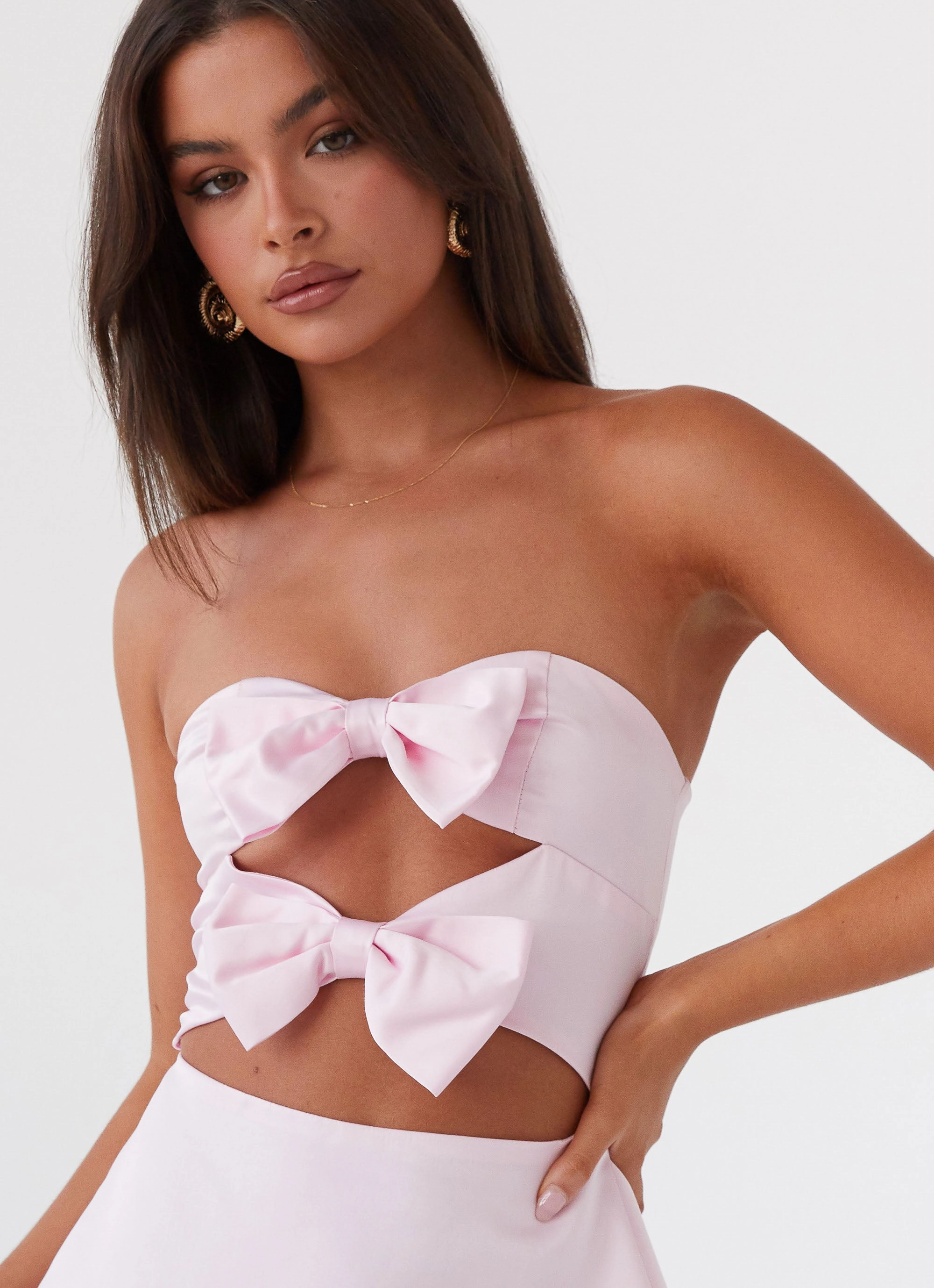 Girl Crush Bow Mini Dress - Pink Flattering Design