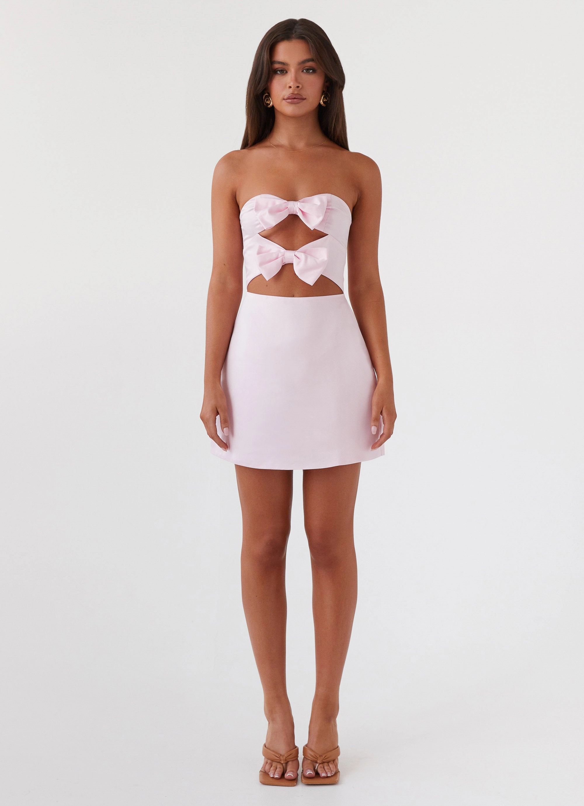 Casual and Stylish A Line Cut Girl Crush Bow Mini Dress - Pink