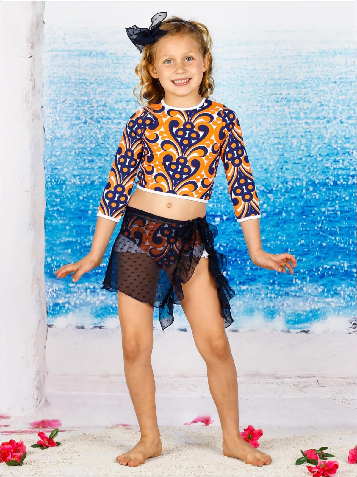 Girls Beach Happy Two Piece Rash Guard Swimsuit
