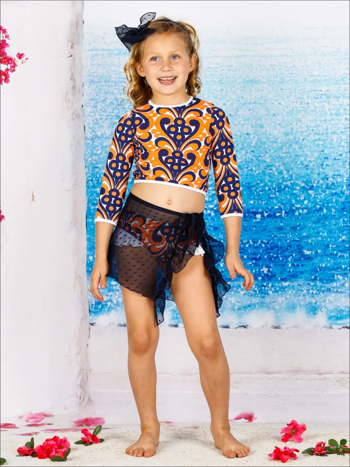 Girls Beach Happy Two Piece Rash Guard Swimsuit