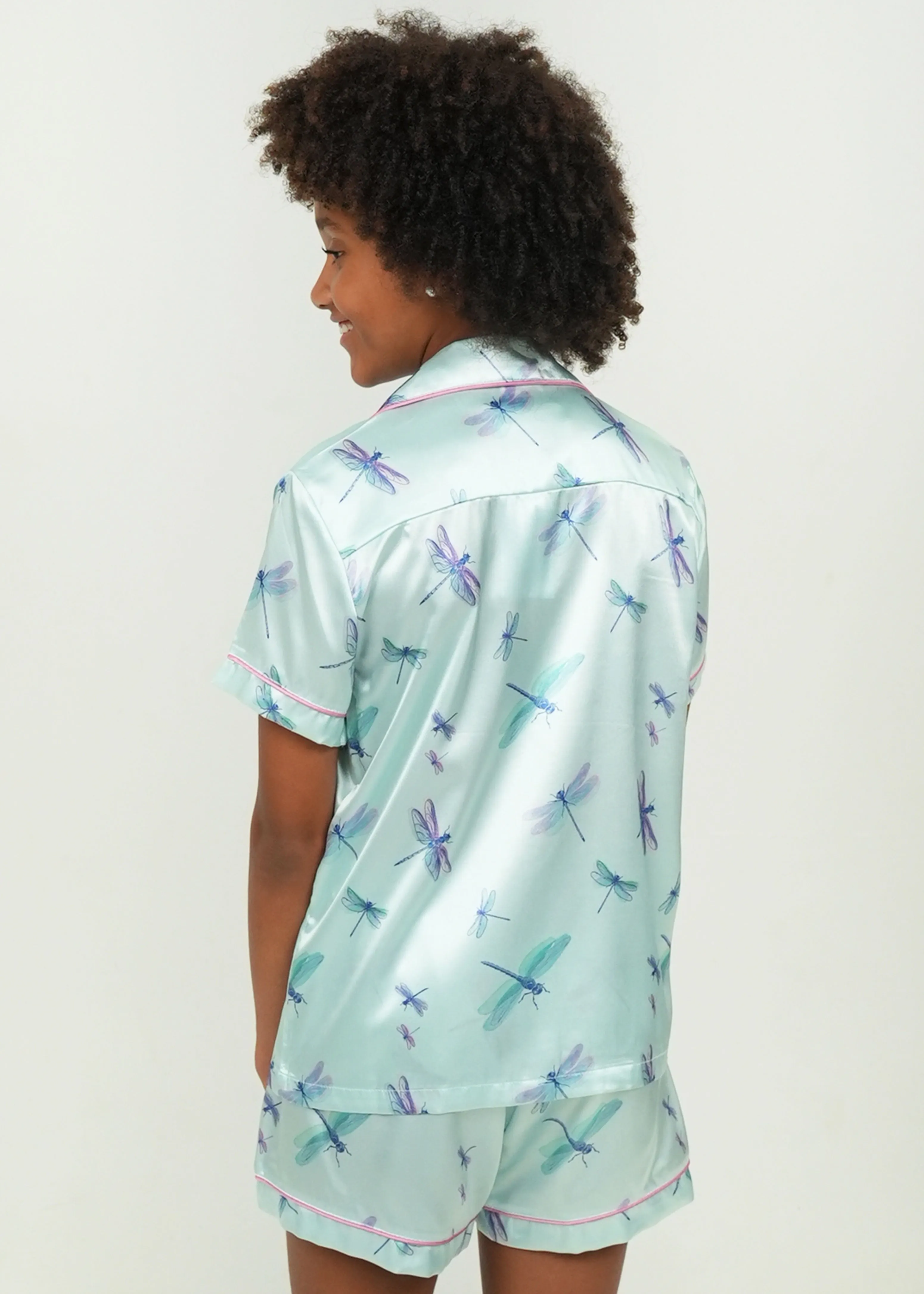Girls - Dragonflies Satin Short PJ Set