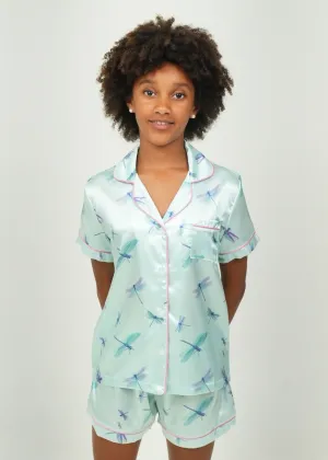 Girls - Dragonflies Satin Short PJ Set
