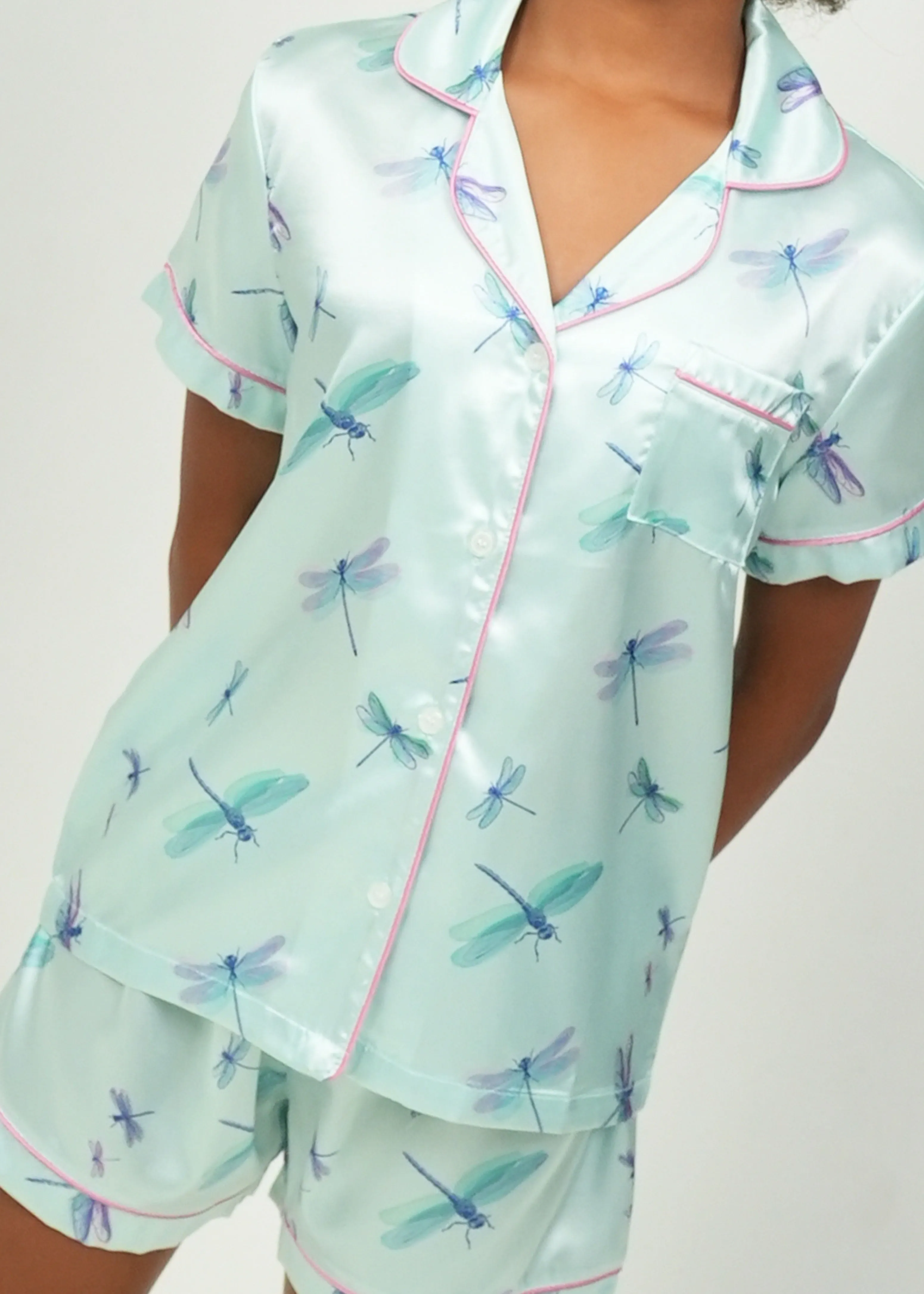 Girls - Dragonflies Satin Short PJ Set