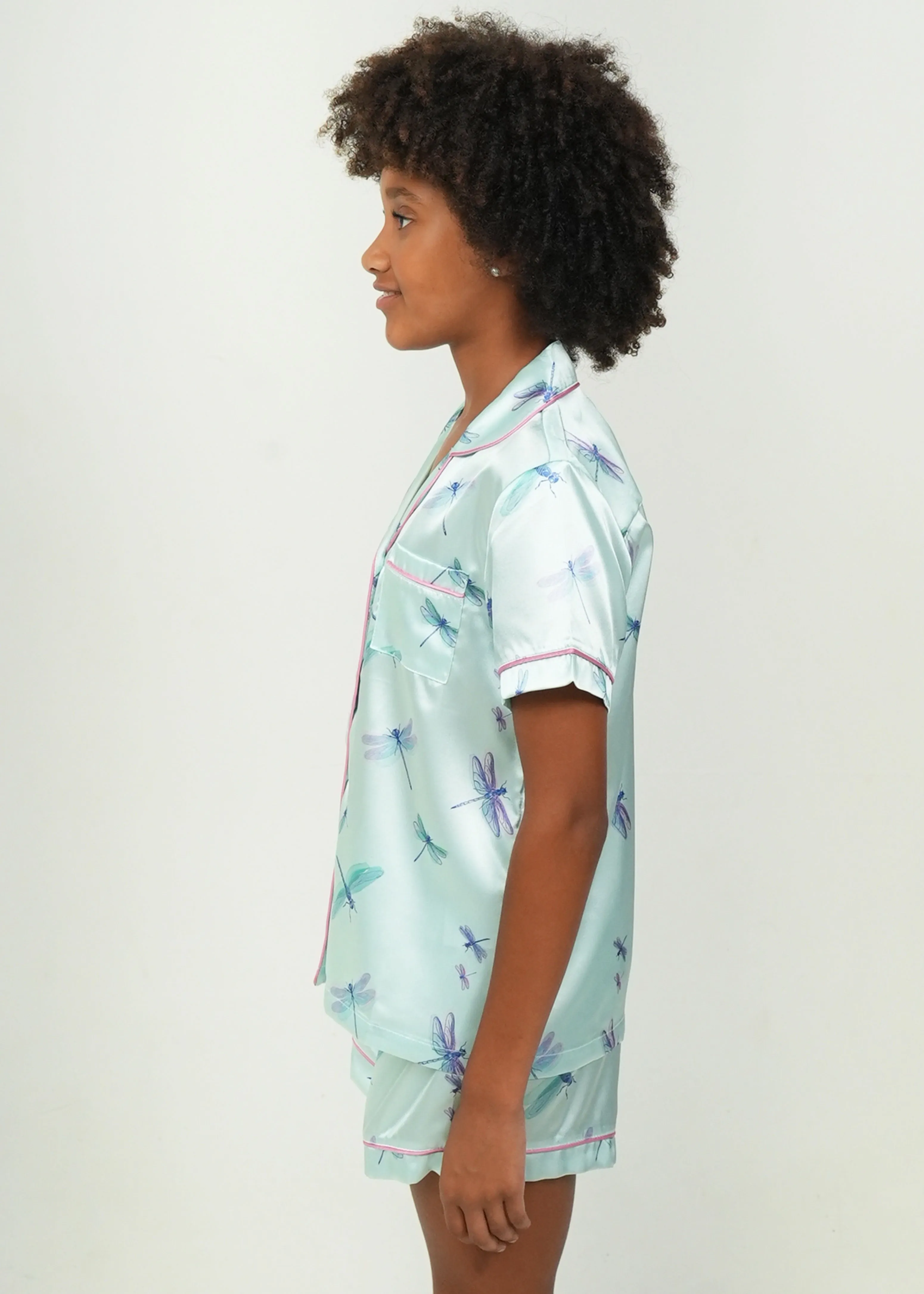Girls - Dragonflies Satin Short PJ Set