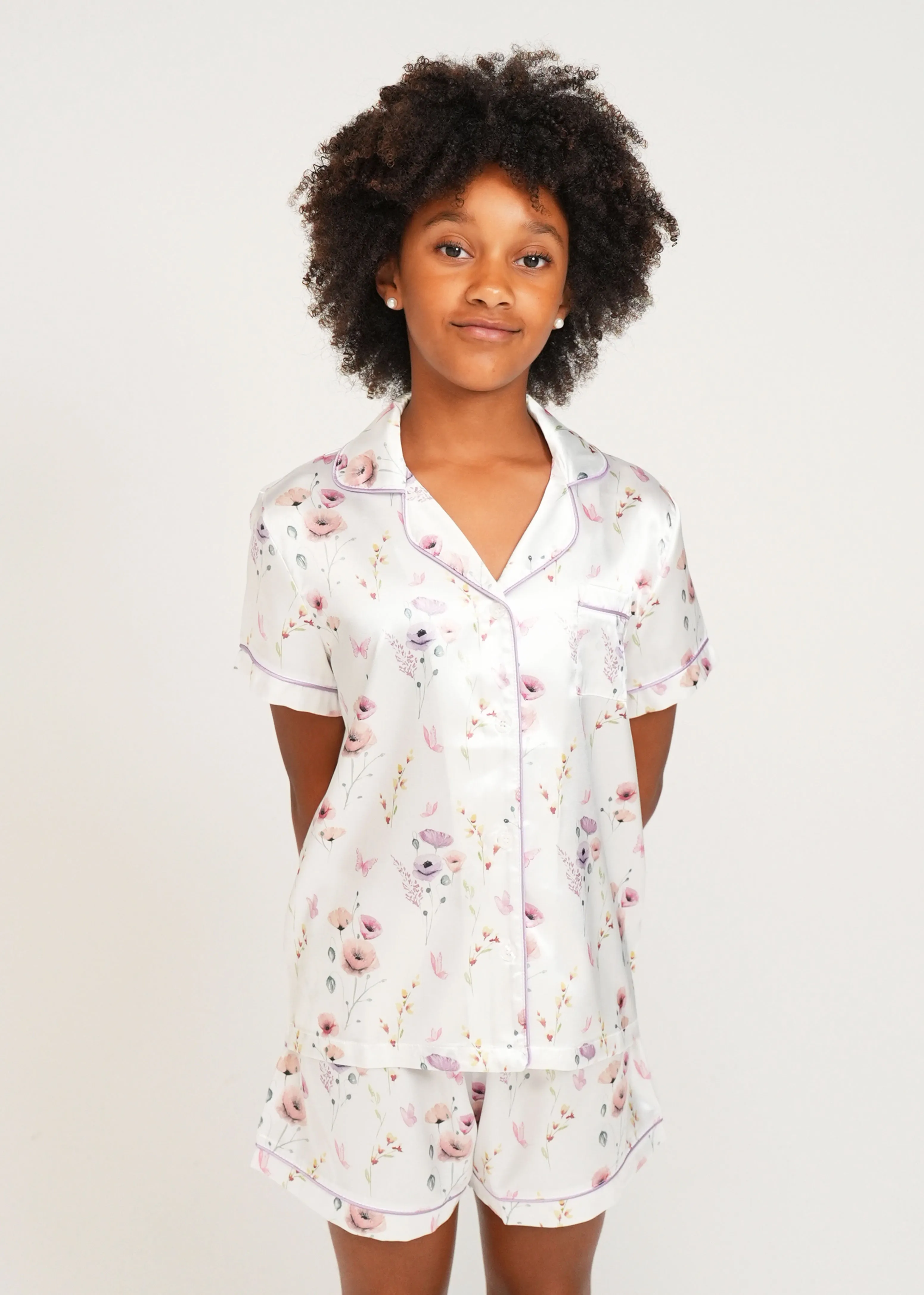 Girls - Edge Of The Meadow Satin Short PJ Set