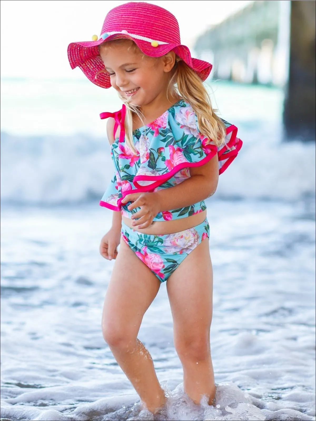 Girls Floral Emotions Two Piece Swimsuit