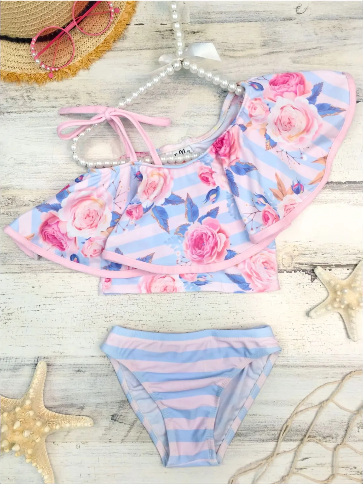 Girls Floral Emotions Two Piece Swimsuit