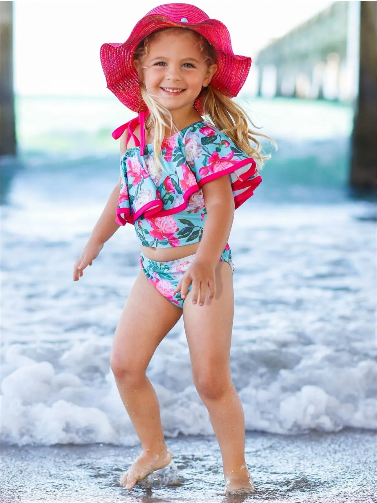 Girls Floral Emotions Two Piece Swimsuit