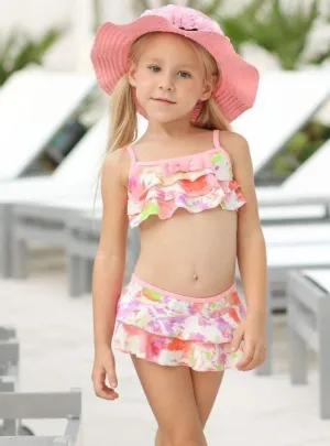 Girls Flower Fusion Two Piece Swimsuit