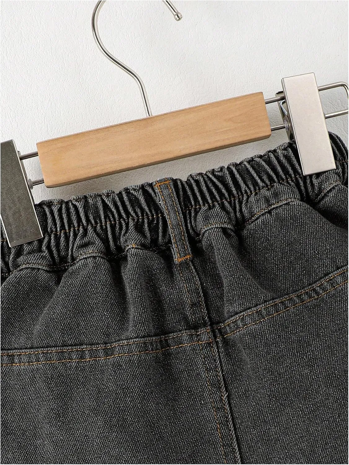 Girl's High Waisted Button Front Denim Skirt Asymmetrical Mini Jean Skirts with Pockets