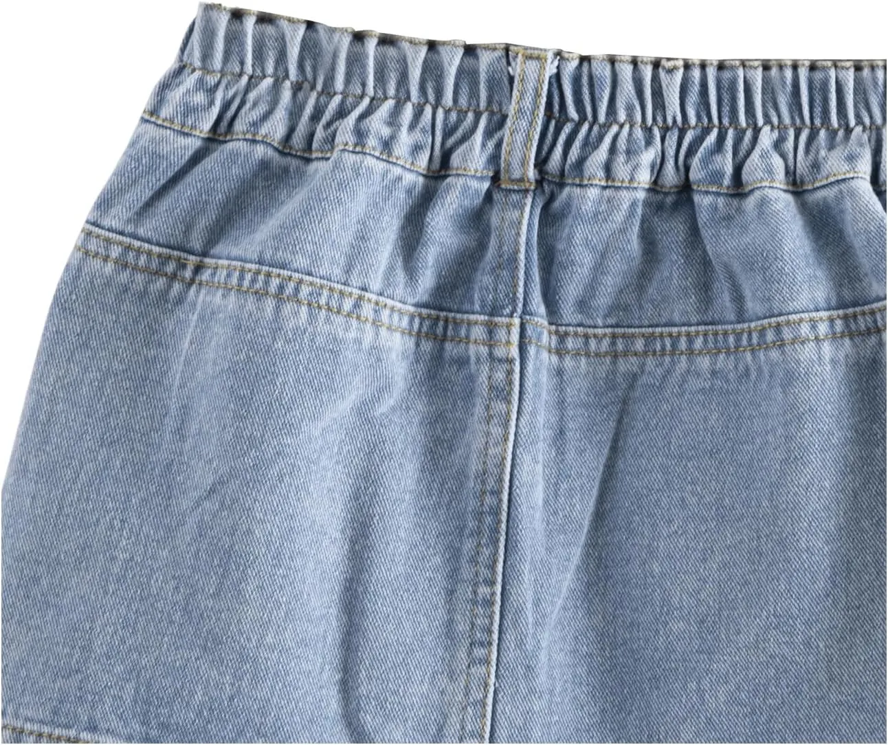 Girl's High Waisted Button Front Denim Skirt Asymmetrical Mini Jean Skirts with Pockets