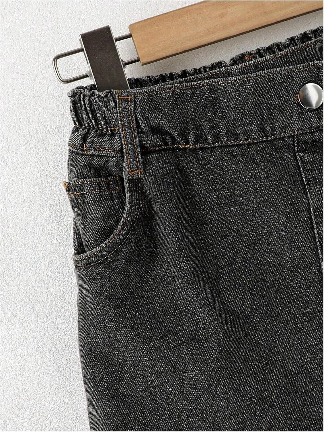 Girl's High Waisted Button Front Denim Skirt Asymmetrical Mini Jean Skirts with Pockets